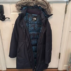 The North Face Women's Navy Ski Jacket with Fur Hood